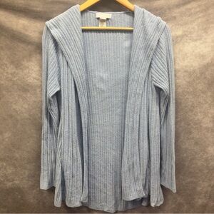 Barefoot Dreams Cozy Ultra Lite Oasis Ribbed Hooded Cardigan Baby Blue Size Med